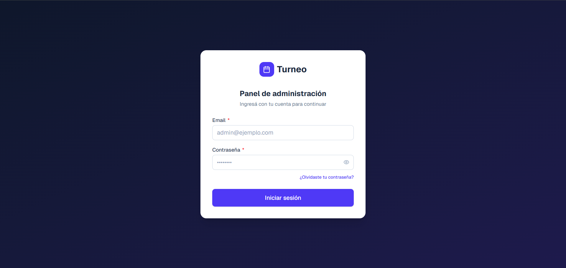 Acceso seguro al panel