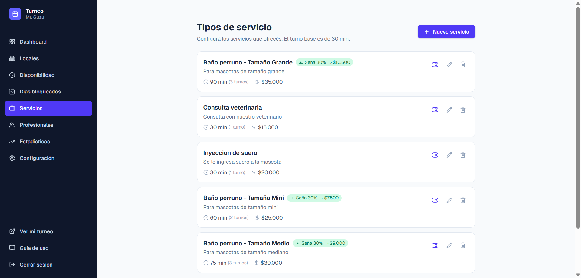 Servicios y precios